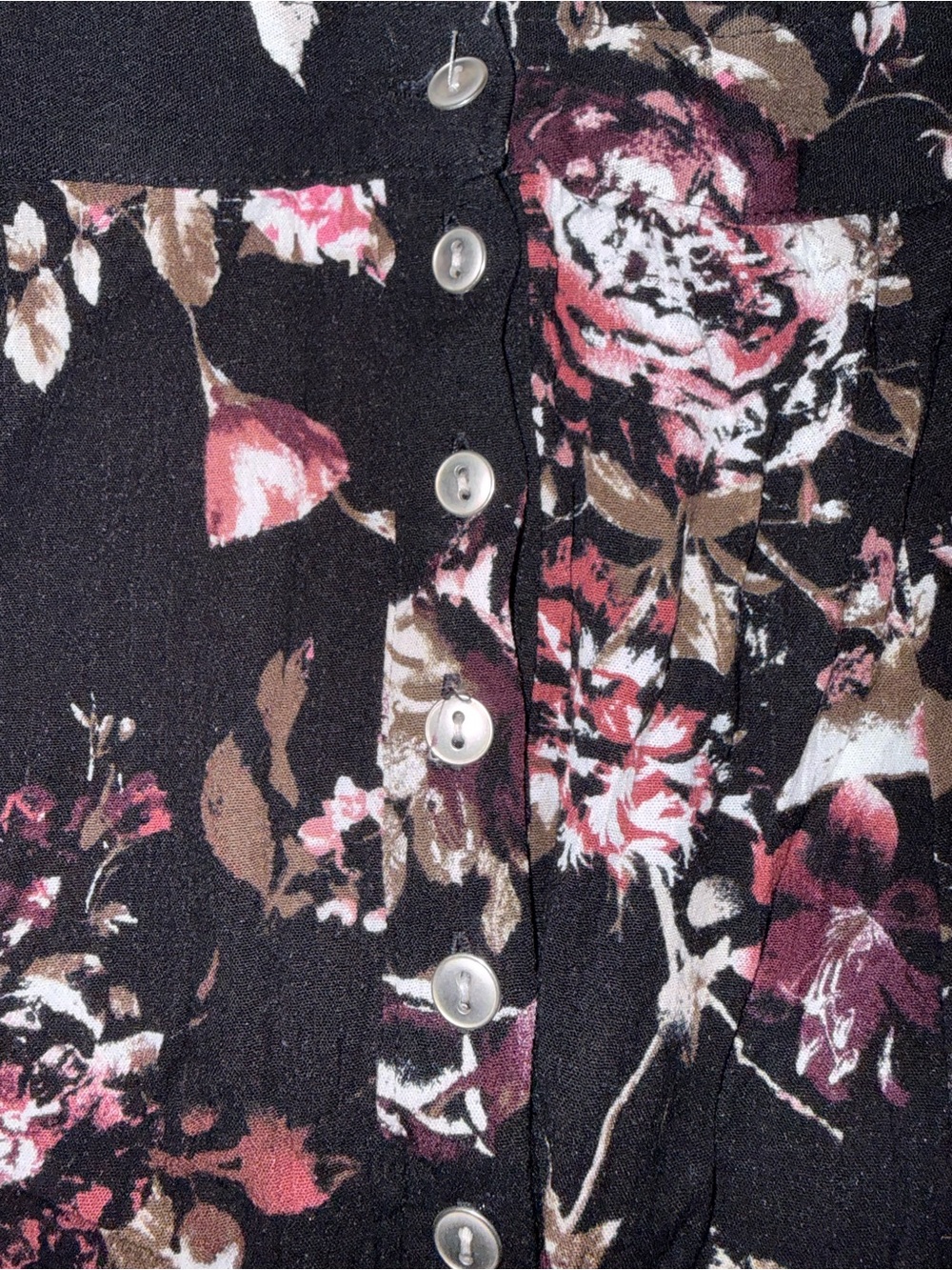 Floral Button-Front Black Maxi Skirt - Pink Floral - Picture 6 of 6